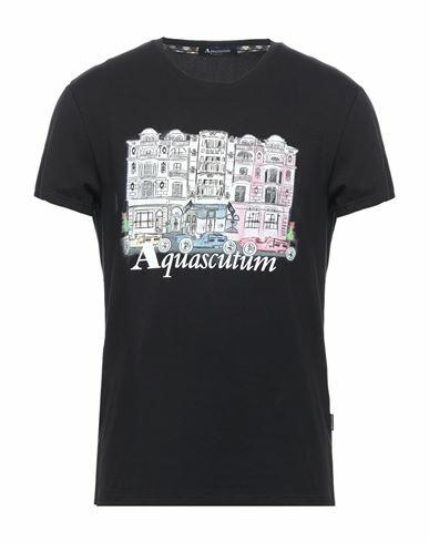 Aquascutum Man T-shirt Black Cotton, Elastane Cover