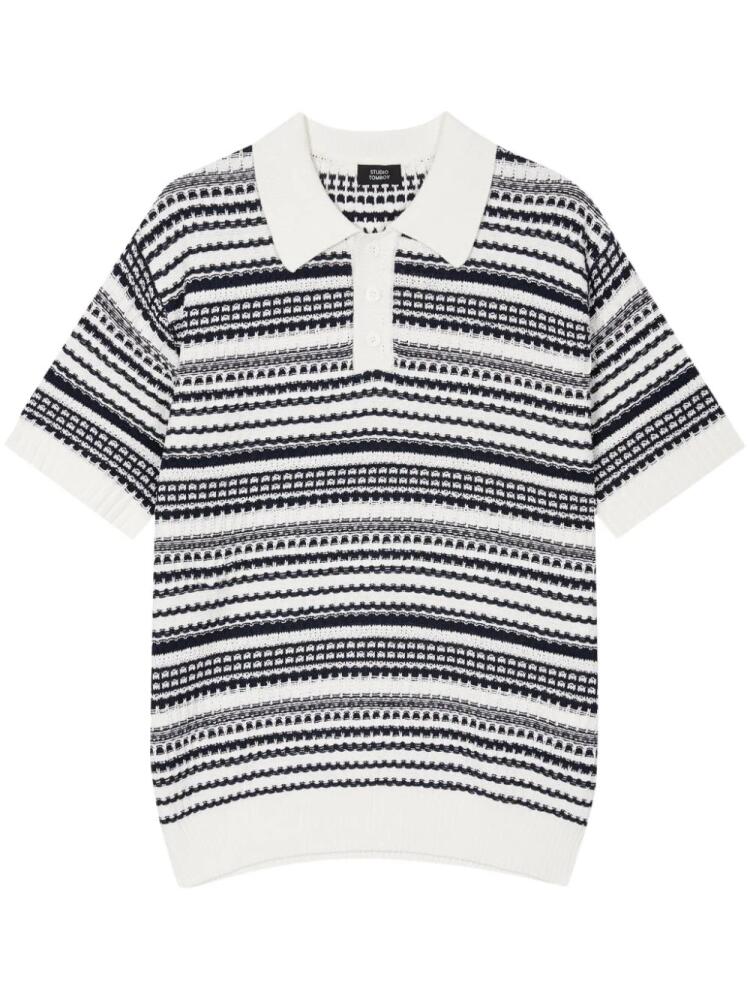 STUDIO TOMBOY stripe knit polo t-shirt - White Cover