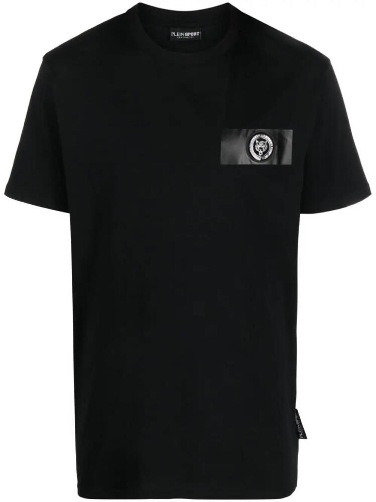 Plein Sport SS logo-patch cotton T-shirt - Black Cover