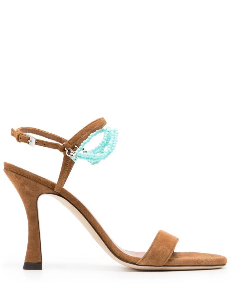 STAUD Petra 95mm suede sandals - Brown Cover