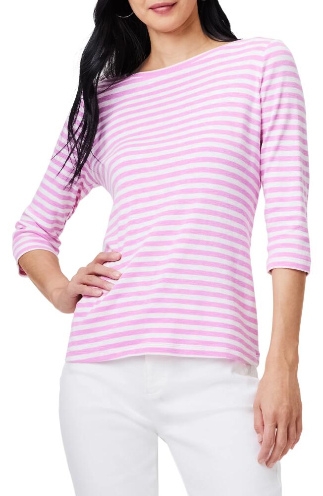 NZT by NIC+ZOE Stripe Boat Neck Cotton T-Shirt in Pink Multi Cover