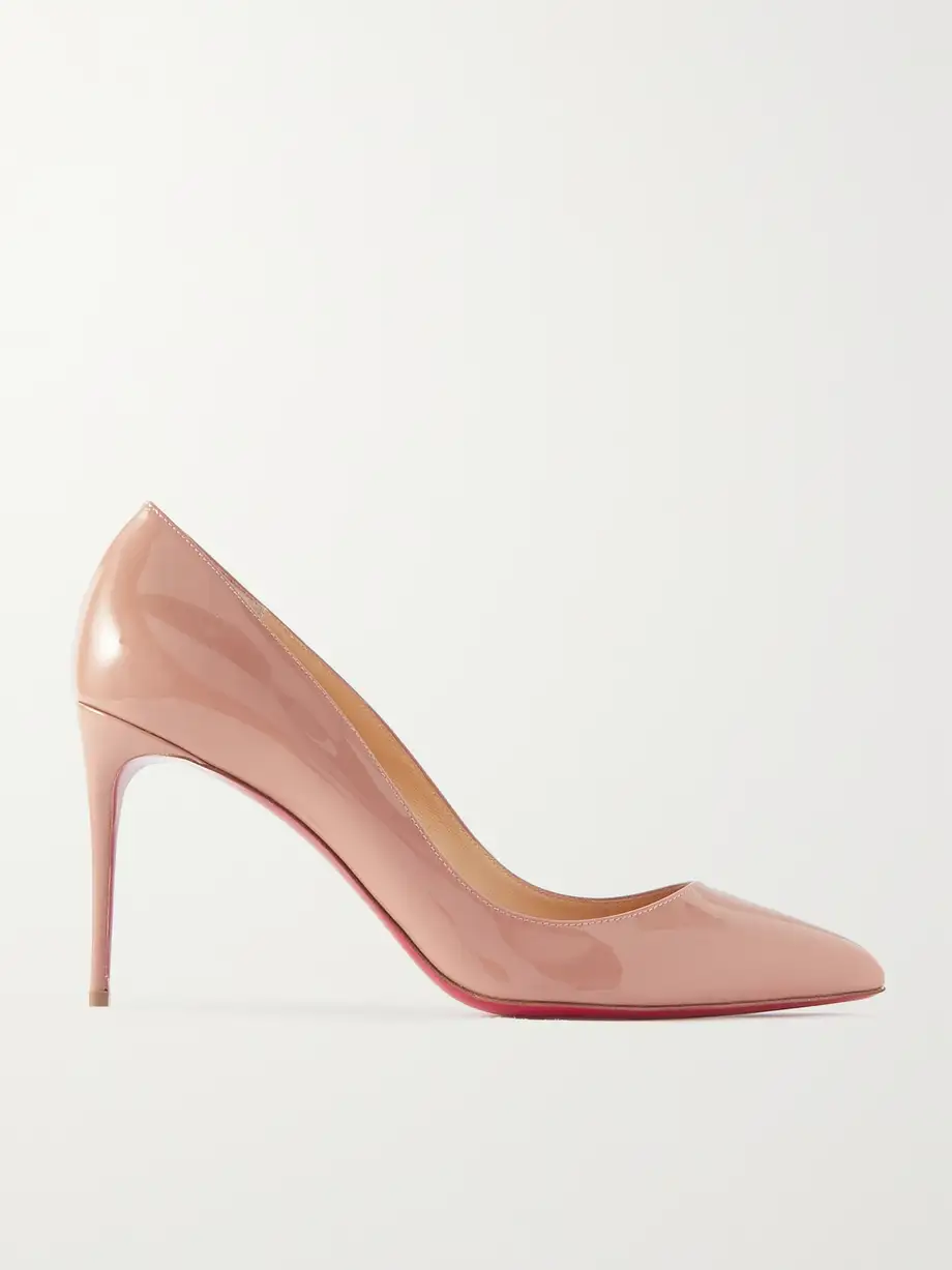 Christian Louboutin - Pigalle Follies 85 Patent-leather Pumps - Neutrals Cover