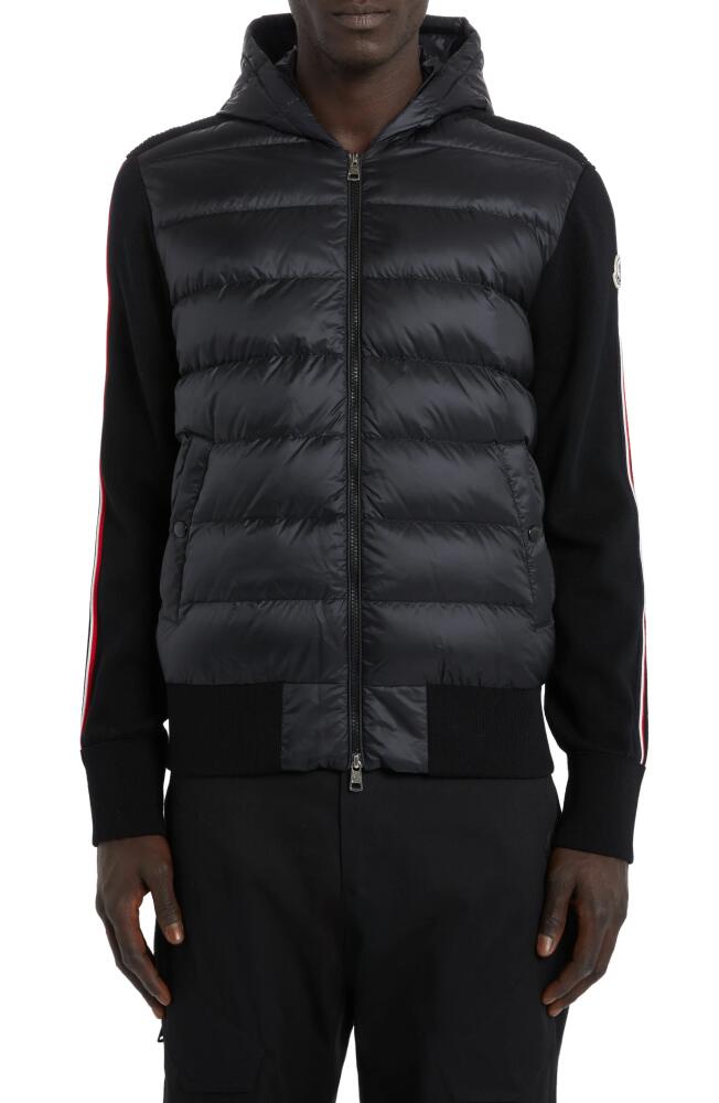 Moncler Quilted Down & Wool Knit Cardigan in Black Cover