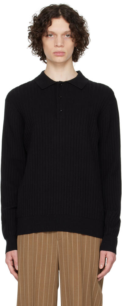 Filippa K Black Three-Button Placket Polo Cover