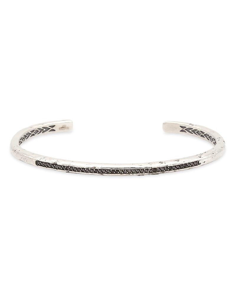 John Varvatos Men's Sterling Silver Distressed Black Diamond Skinny Cuff Bangle Bracelet Cover