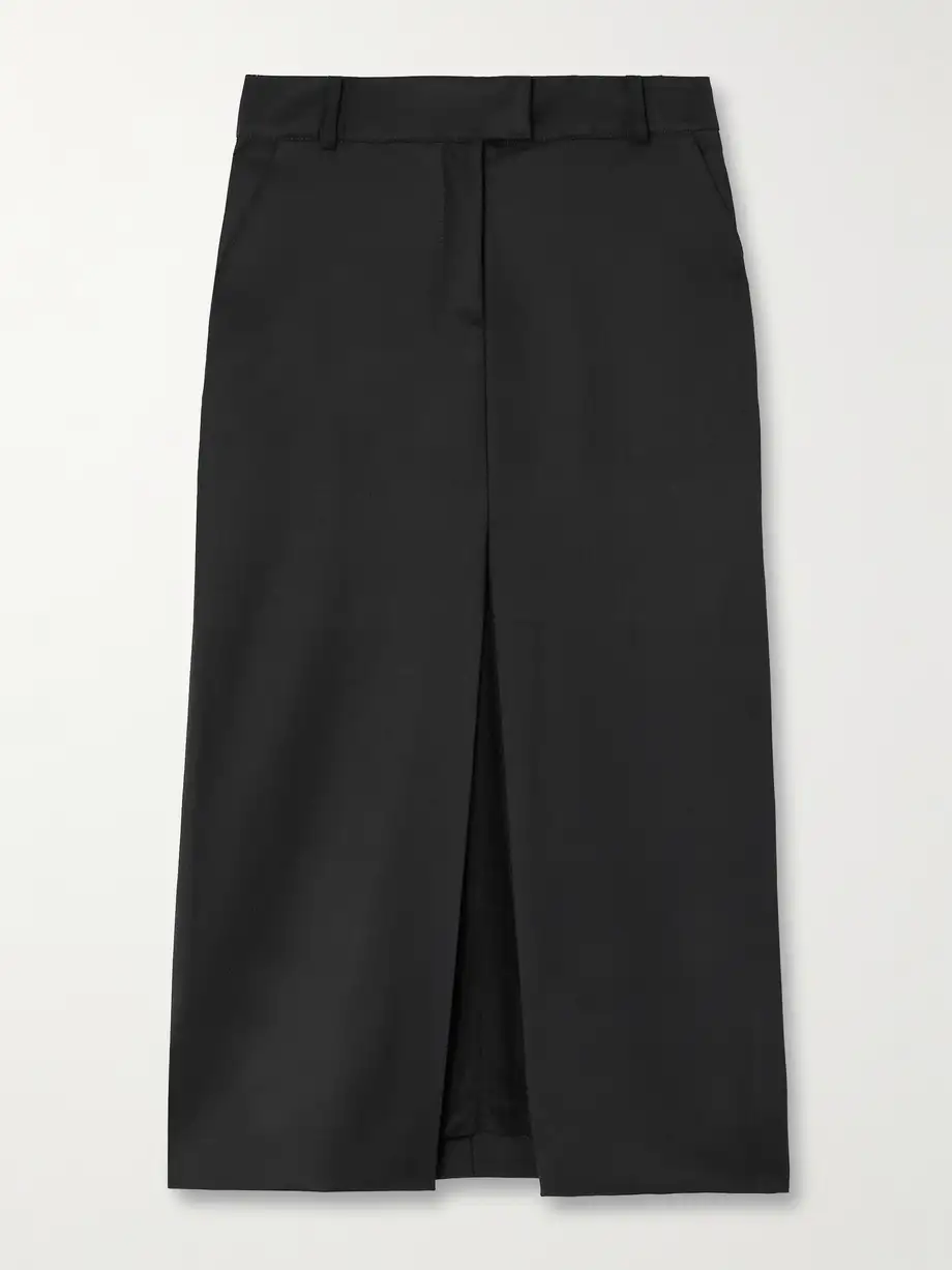 Johanna Ortiz - + Net Sustain Defensa Noble Wool-twill Midi Skirt - Black Cover