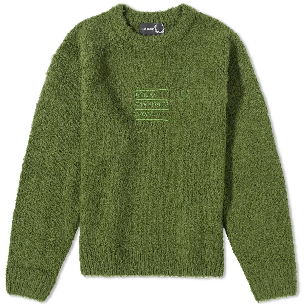 Fred Perry Men's x Raf Simons Fluffy Crew Knit in Chive Cover