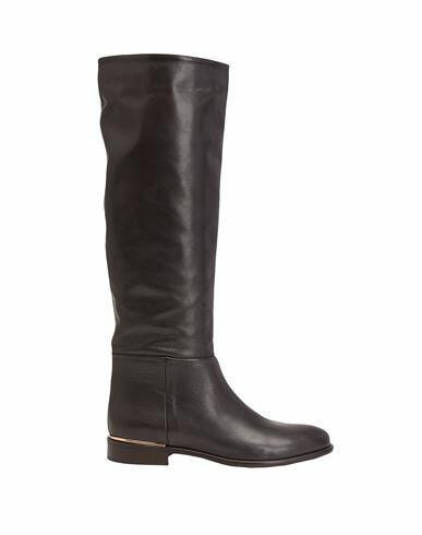 Leonardo Principi Leather Tall Boots With Embellishment Woman Boot Dark brown Calfskin Cover