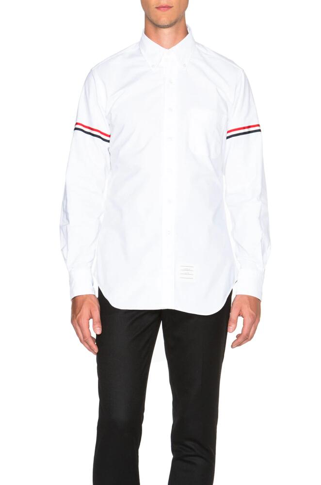 Thom Browne Classic Button Down with Grosgrain Armbands in White Cover