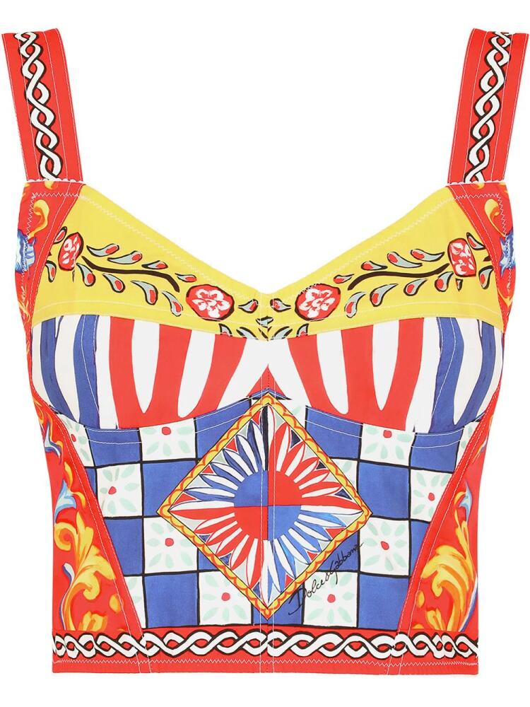 Dolce & Gabbana Carretto-print bustier top - Red Cover