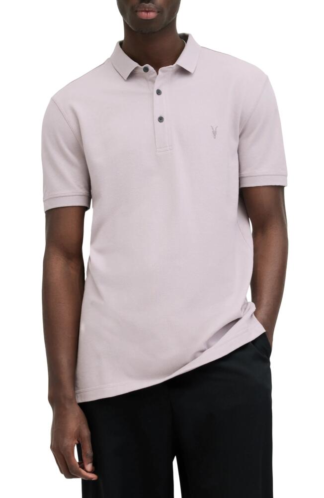 AllSaints Reform Slim Fit Cotton Polo in Smokey Lilac Cover