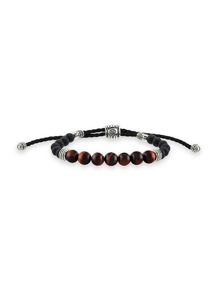 Esquire Men's Sterling Silver, Red Tiger Eye & Black Onyx Bolo Bracelet Cover