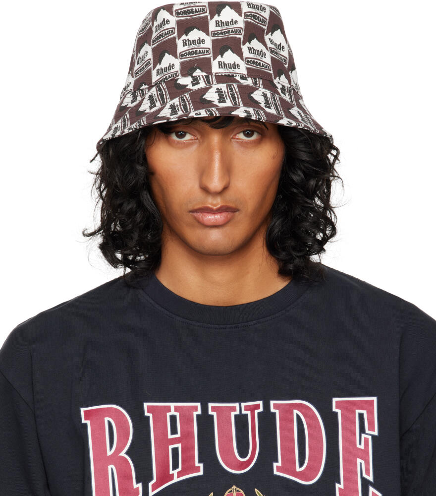 Rhude Burgundy & White Moonlight Bucket Hat Cover