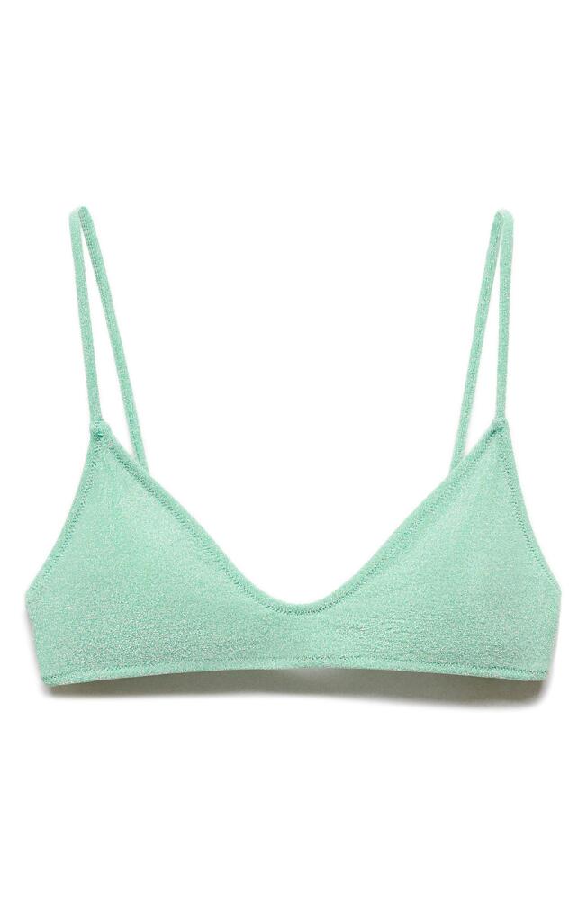 MANGO Textured Bikini Top in Turquoise Cover