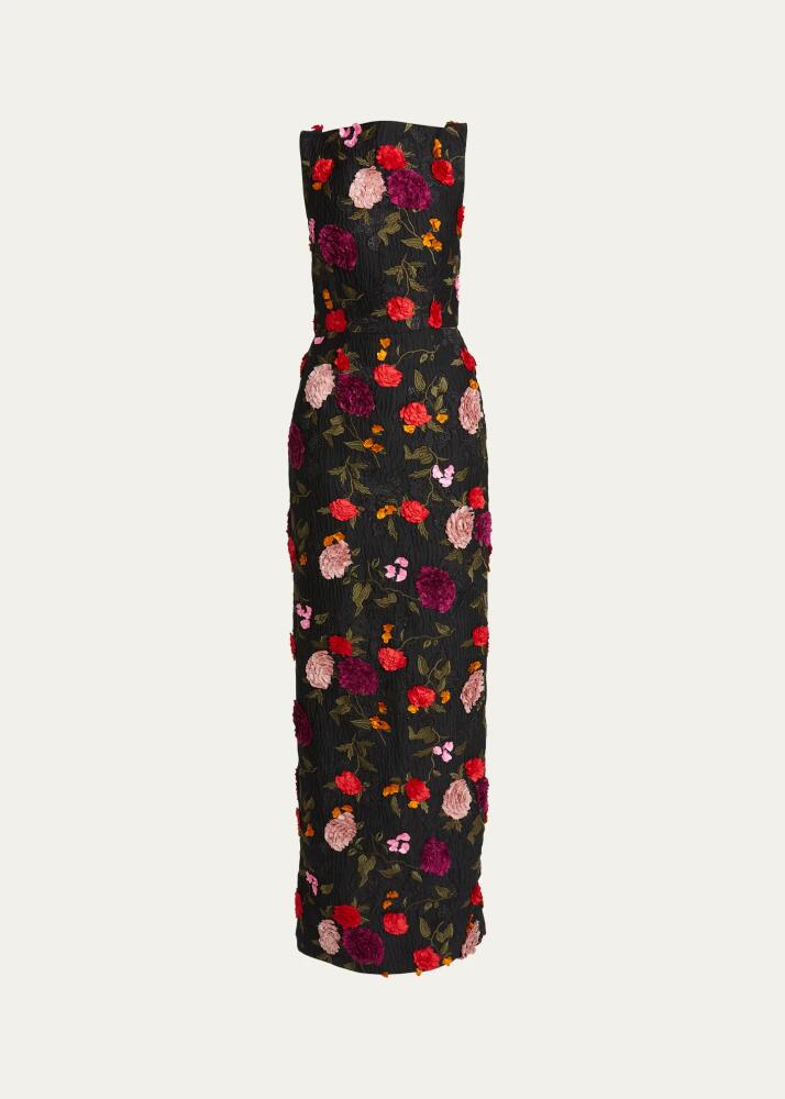 Erdem Floral Embroidered Long Sleeveless Column Gown Cover