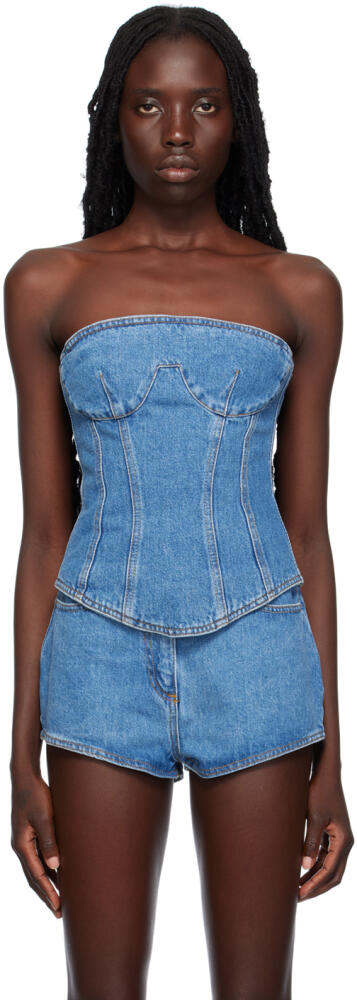 Magda Butrym Blue Stitch Denim Corset Cover