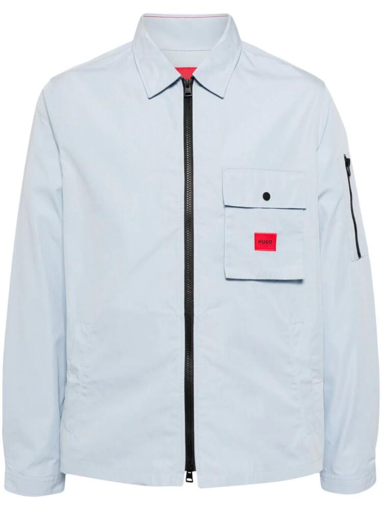 HUGO logo-appliqué shirt jacket - Blue Cover