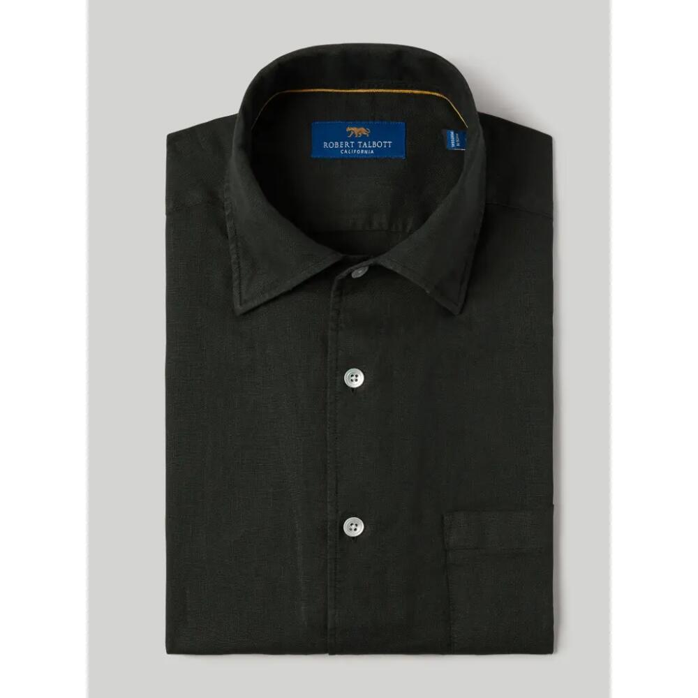 Robert Talbott Morgan Short Sleeve Linen Shirt in Dark Olive Cover