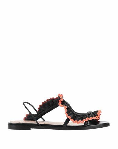 Red(v) Woman Sandals Black Soft Leather, Textile fibers Cover