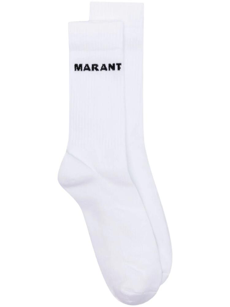 MARANT Dawi intarsia-knit logo socks - White Cover