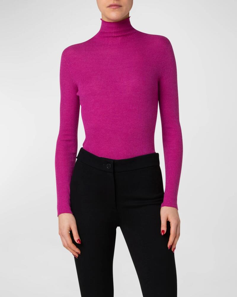 Akris Cashmere-Blend Fine Ribbed Knit Top Cover