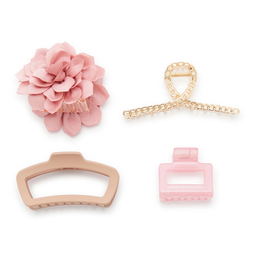 Kelly & Katie Floral Claw Hair Clip Set 4 Pack | Women's | Pink/Gold Cover