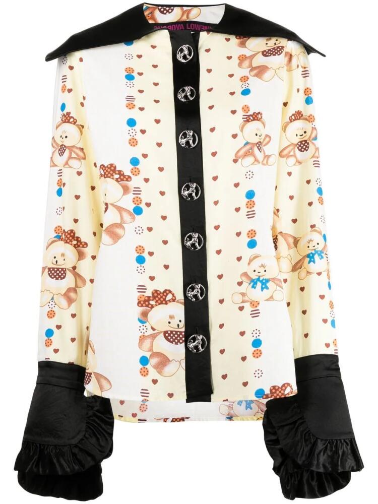 Chopova Lowena spread-collar graphic-print shirt - Yellow Cover