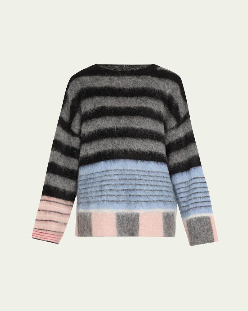 ZANKOV Ivan Abstract Stripe Oversized Brushed Alpaca Sweater Cover