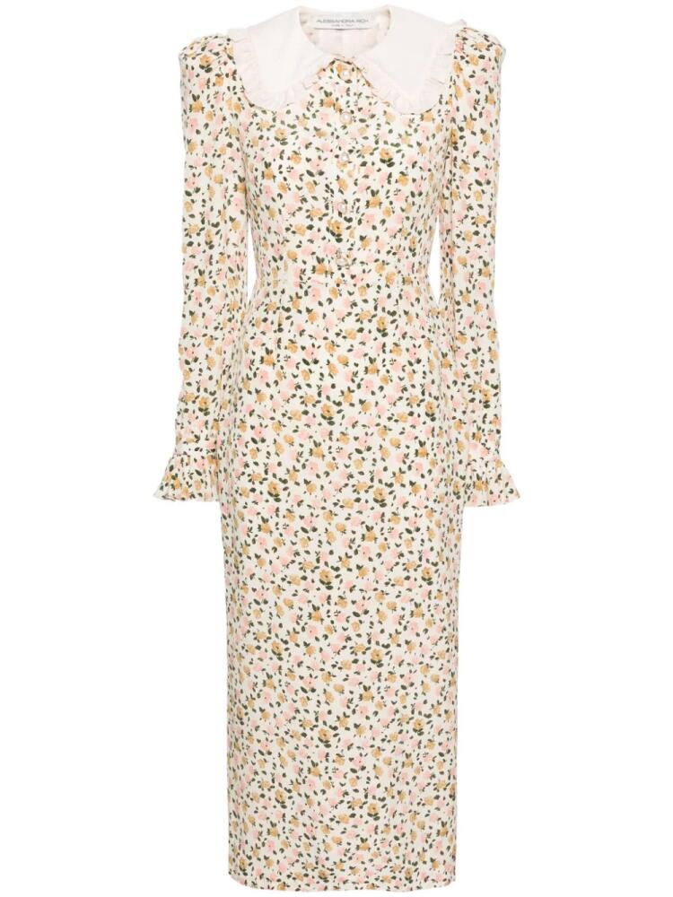 Alessandra Rich floral-print silk midi dress - Neutrals Cover