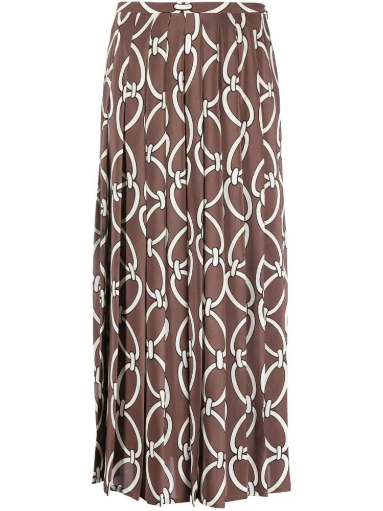 Valentino Garavani Chain 1967 print pleated midi skirt - Brown Cover