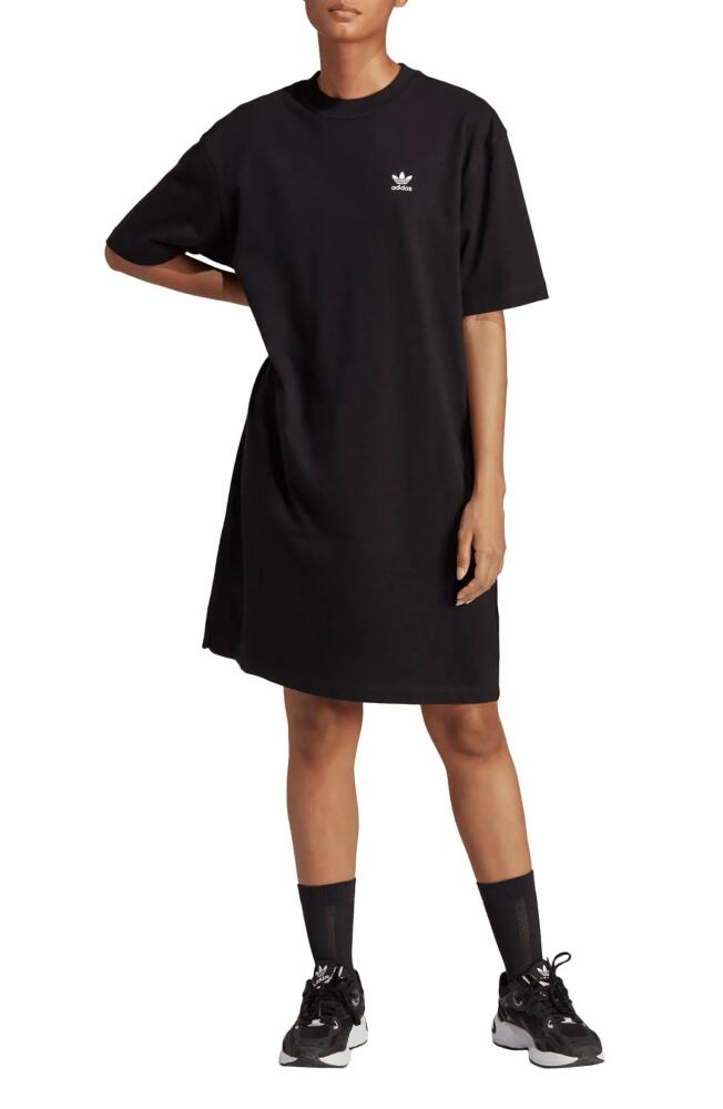 adidas Originals Trefoil Cotton T-Shirt Dress in Black Cover