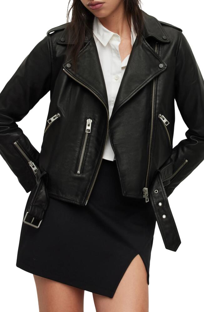 AllSaints Balfern Leather Biker Jacket in Black Cover