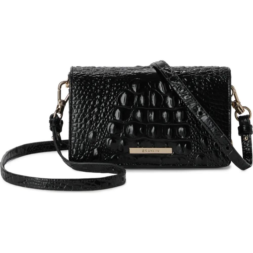 Brahmin Minuette Croc Embossed Leather Crossbody Bag in Black Cover