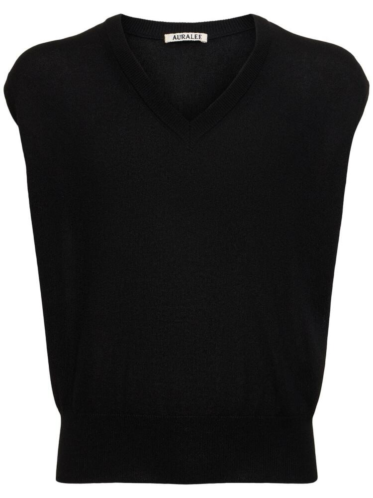 AURALEE Silk & Cashmere Knit V-neck Vest Cover