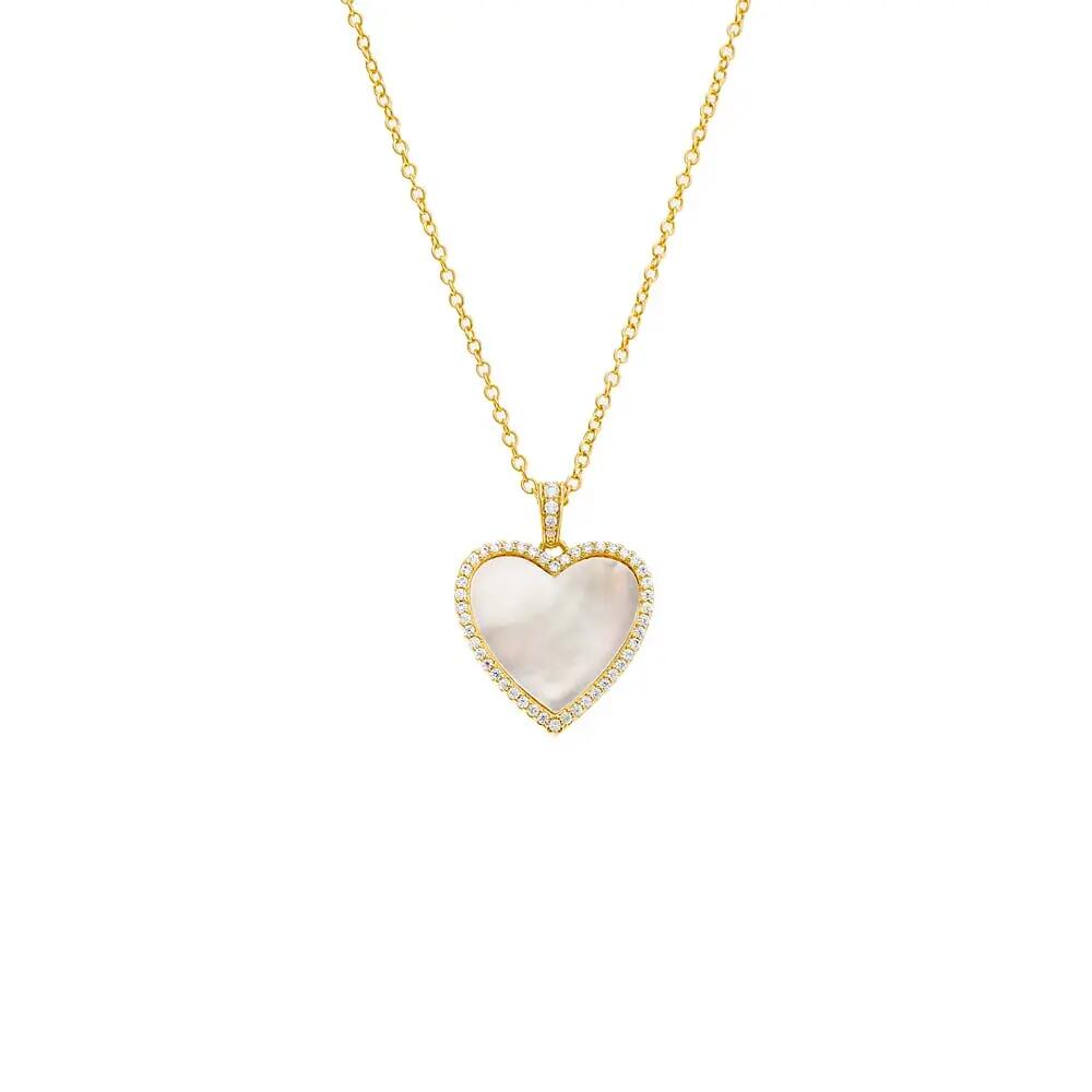 BY ADINA EDEN Pave Outlined Stone Heart Pendant Necklace in Gold Cover