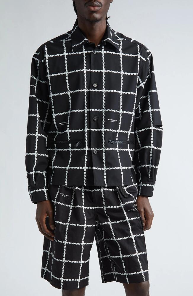 Undercover Windowpane Check Wool Blend Chore Jacket in Black Base Cover