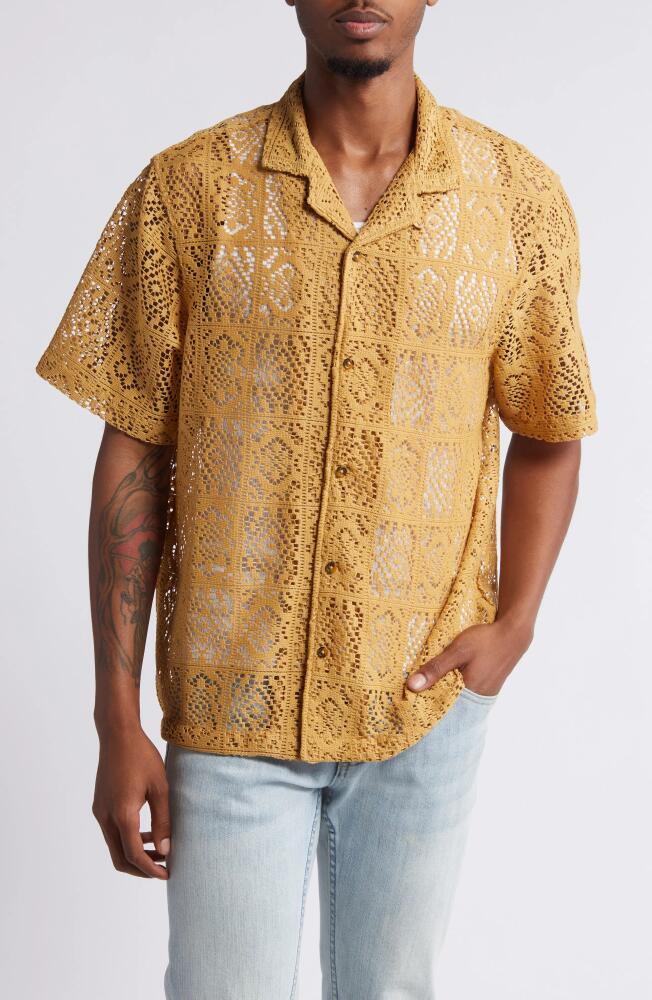 PacSun Bloom Geo Lace Camp Shirt in Gold Cover