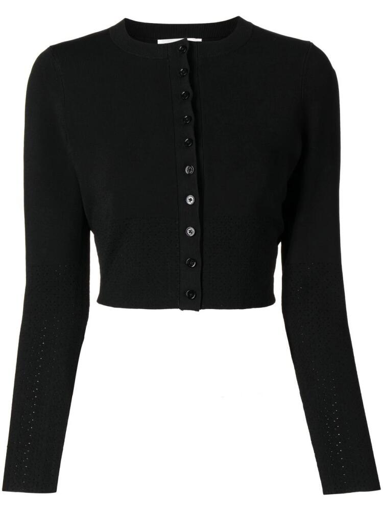 Victoria Beckham cropped pointelle-detail cardigan - Black Cover