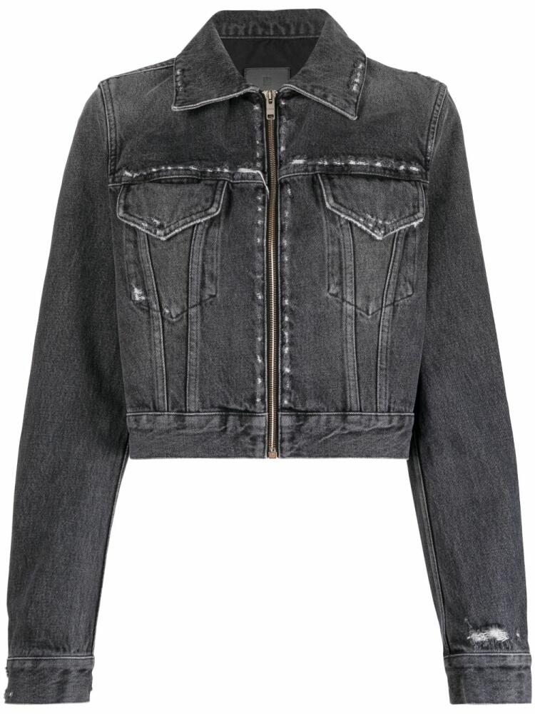 Givenchy distressed-effect zipped denim jacket - Black Cover