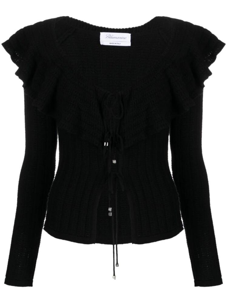 Blumarine ruffled crochet wool cardigan - Black Cover