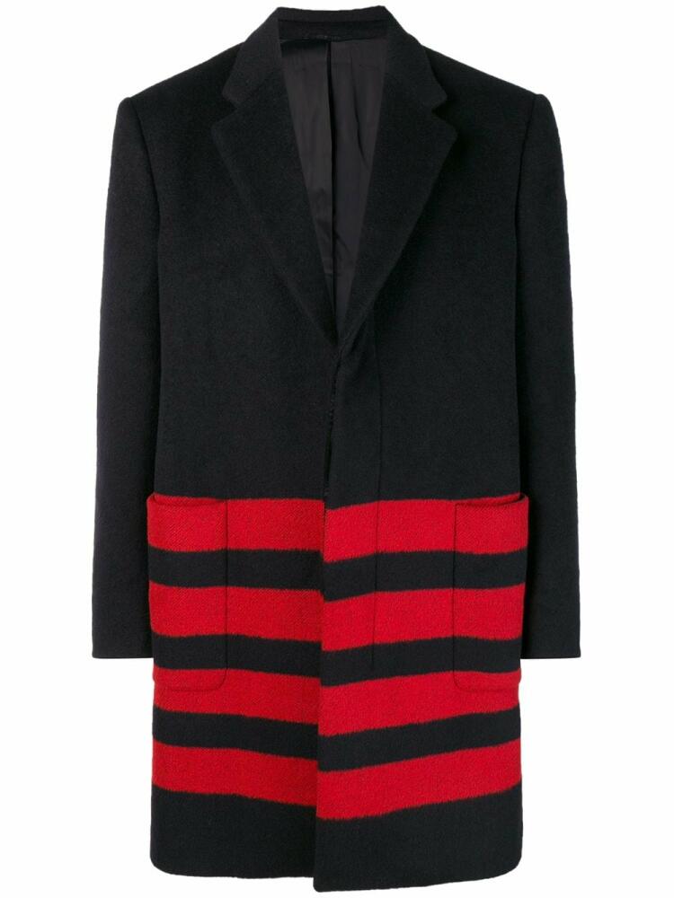 Calvin Klein stripe detail single-breasted coat - Black Cover