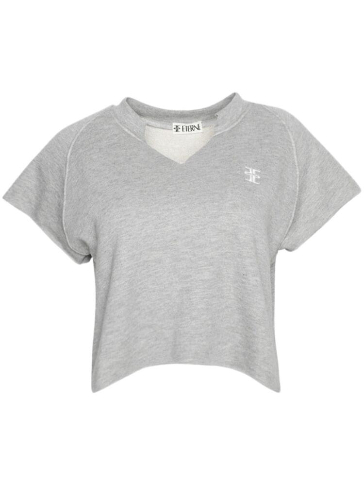 ETERNE Terry logo-embroidered crop top - Grey Cover