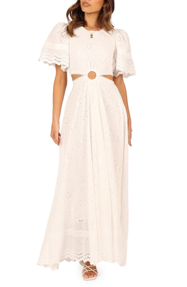 Petal & Pup Merletto Short Sleeve Cutout Eyelet Maxi Dress in White Cover