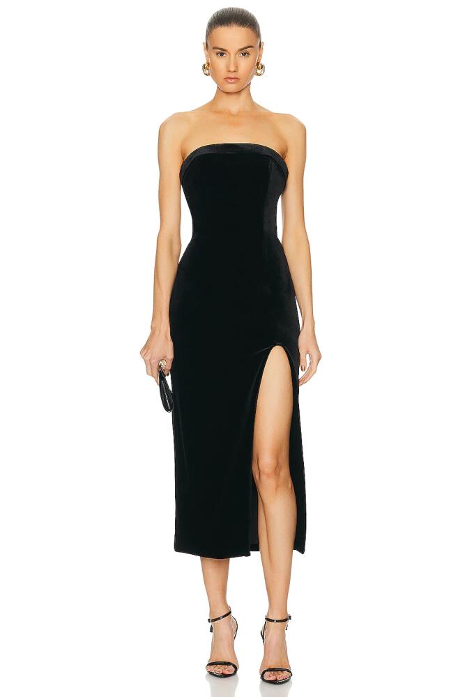 NICHOLAS Adiba Strapless Round Edge Midi Dress in Black Cover