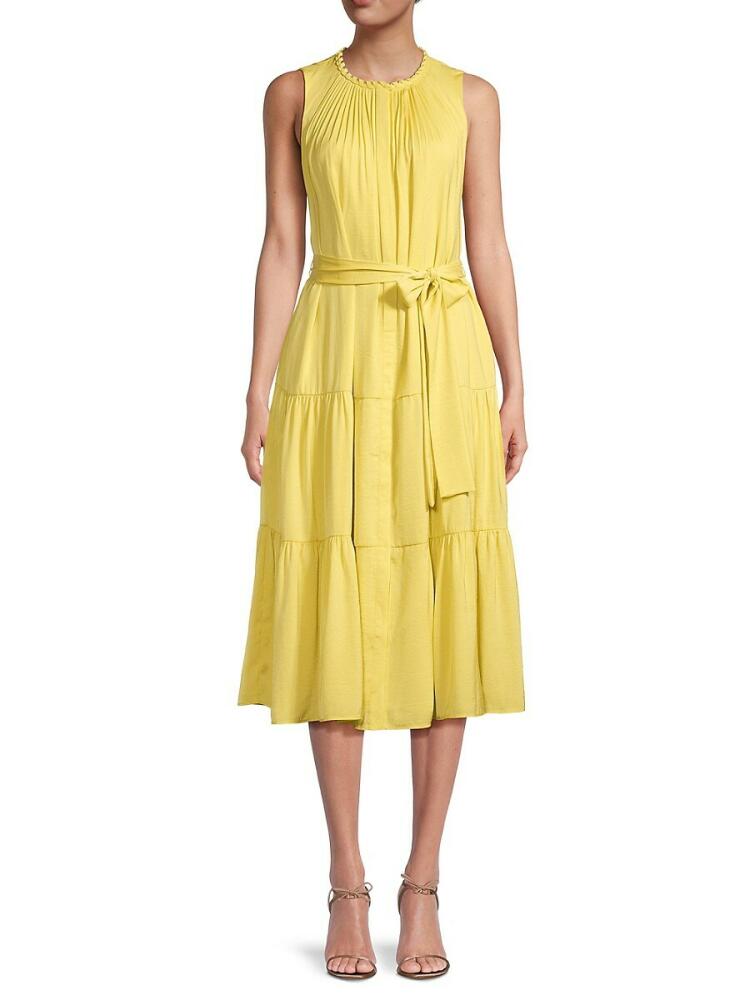 Kobi Halperin Women's Scottie Belted Tiered Midi Dress - Custard Cover