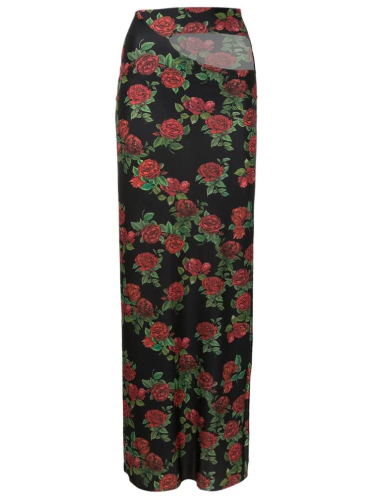 Amir Slama cut-out floral-pattern maxi skirt - Black Cover