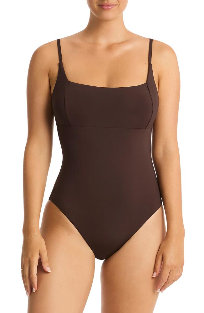 Sea Level Infinity Square Neck One-Piece Swimsuit in Cocoa Cover