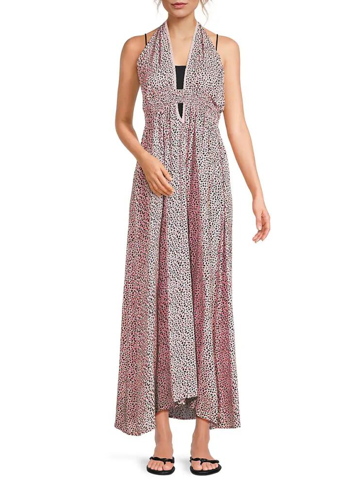 Tiare Hawaii Women's Kelia Print Open Back Maxi Dress - Wild Pink Cover