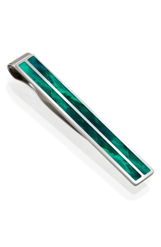 M-Clip® Mother-of-Pearl Tie Clip in Silver/Teal Cover