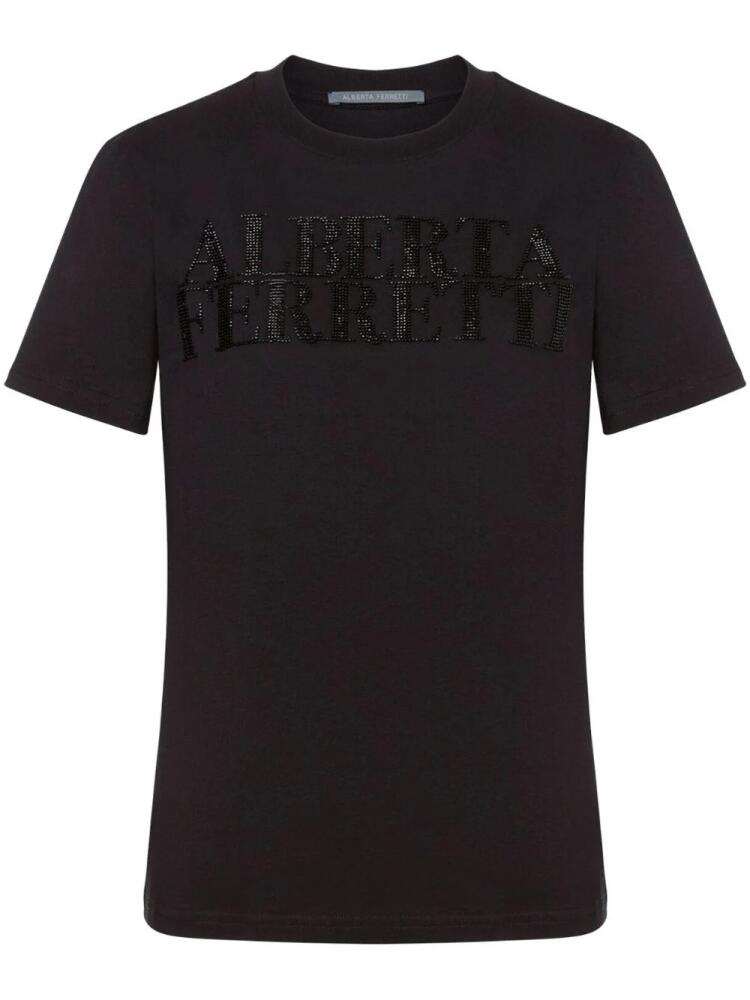 Alberta Ferretti crystal-logo cotton t-shirt - Black Cover